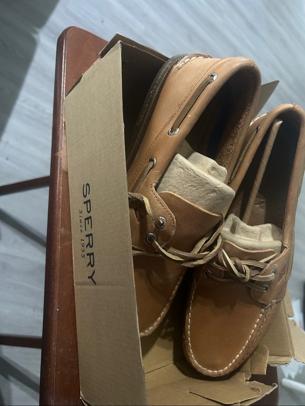 Sperry Men's Cognac/Tan Leather Boat Shoes - Classic Moc Toe